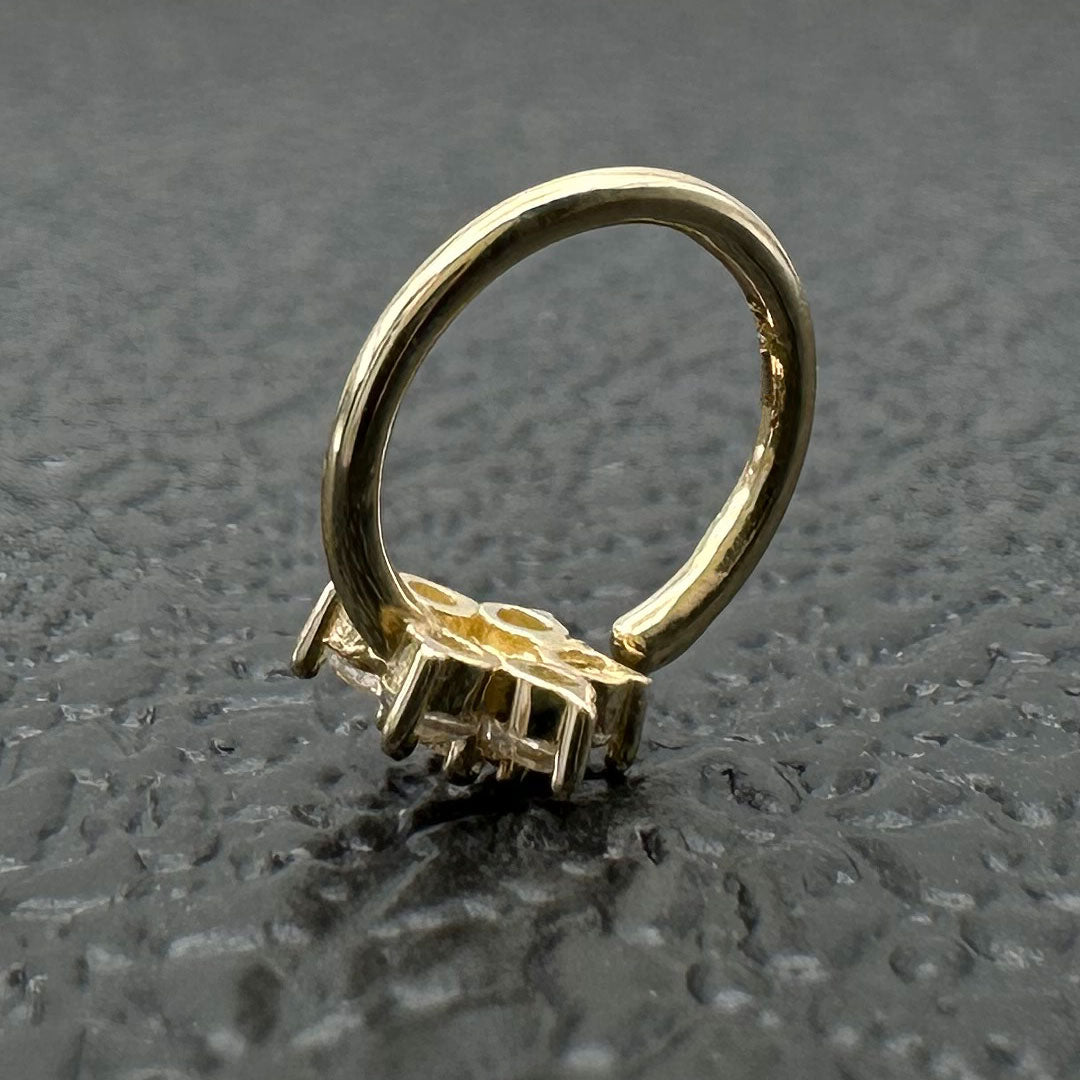 14k CZ Flower Cluster Nose Hoop 18G